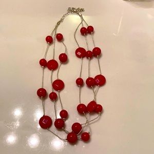 2Pc Red Necklace and Earrings